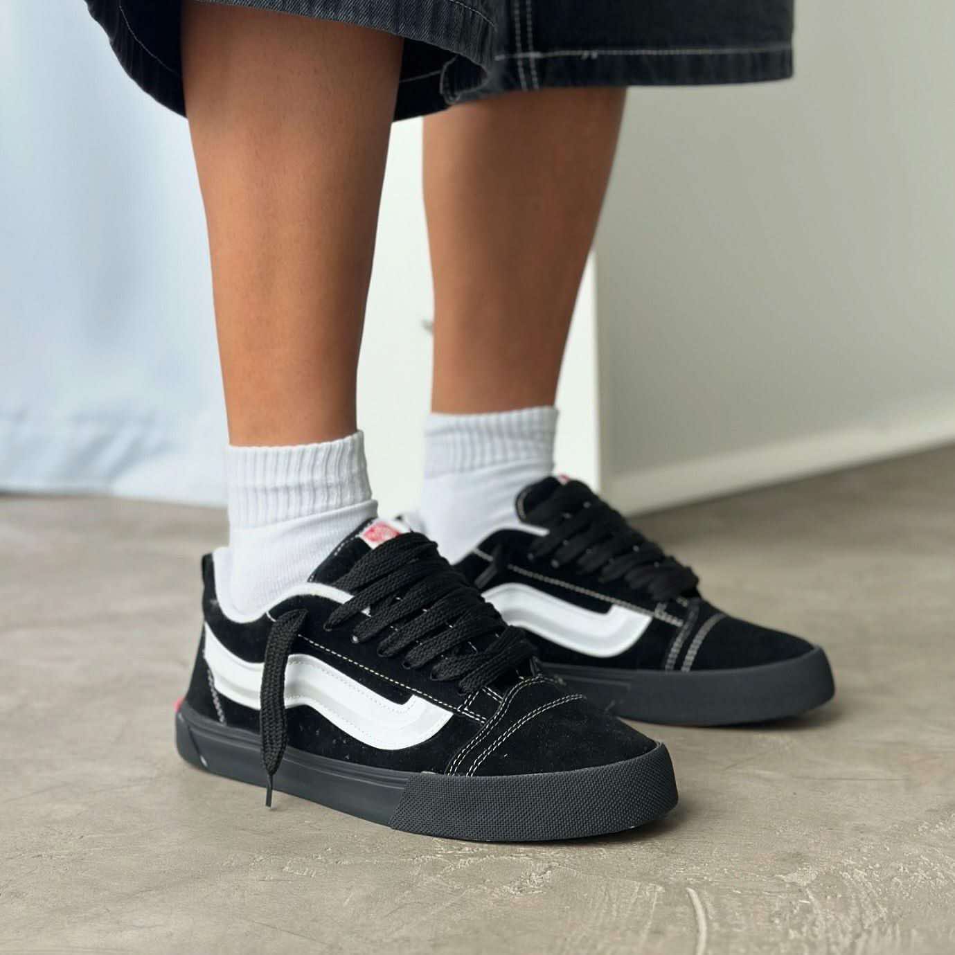 VANS KNU SKOOL SUEDE ( DOUBLE BLACK WHITE)